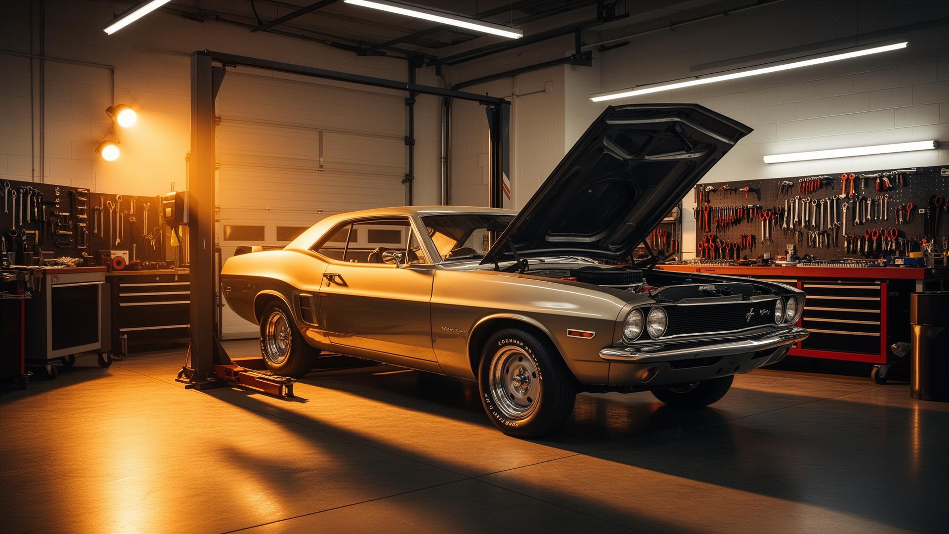 Project car in a professional garage workshop